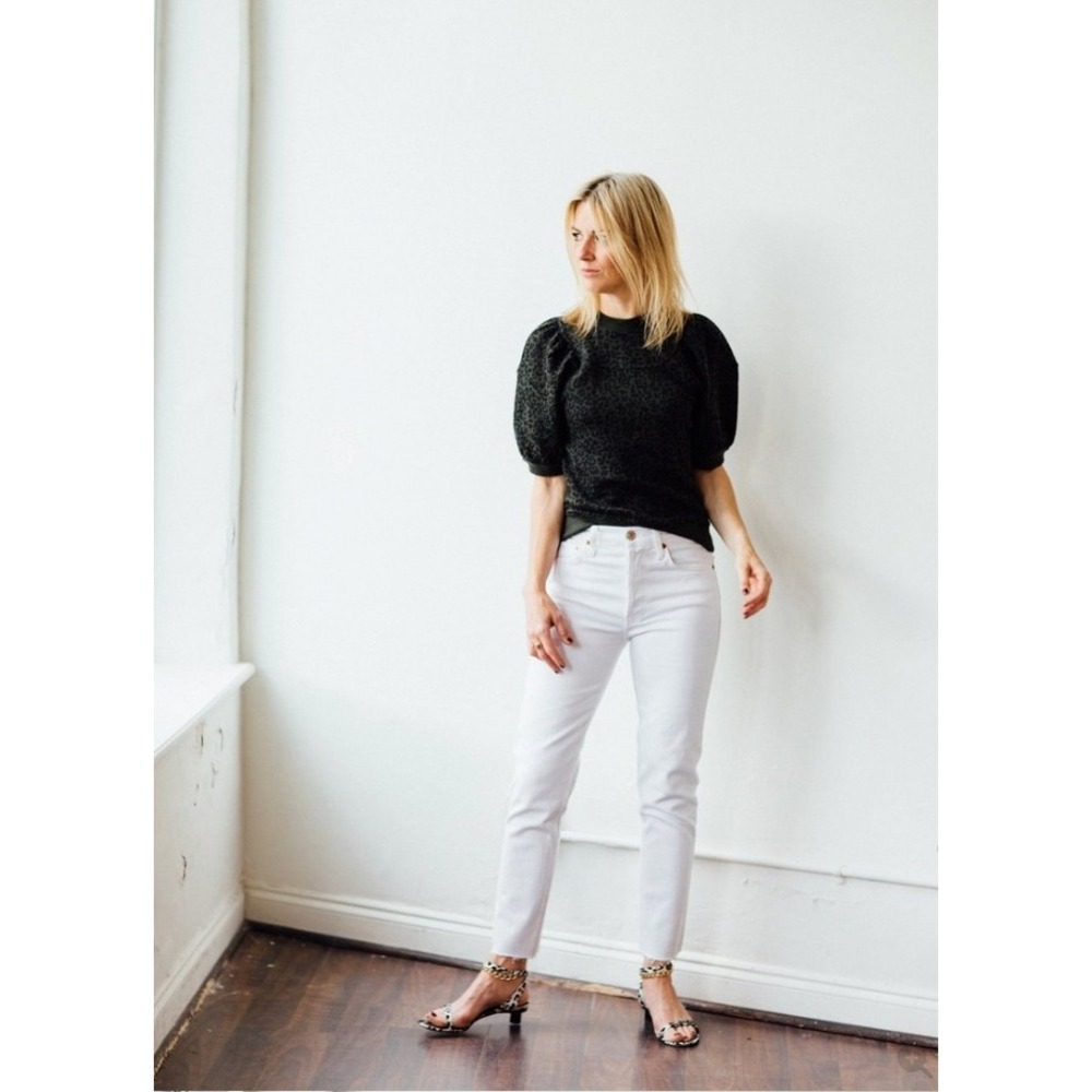 RE/DONE 90s High Rise Ankle Crop Jeans Vintage White 26 Slim Straight 193-3WHRAC